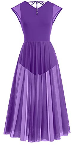 Donna Abito da Balletto per Danza Contemporaneo Lirica Senza Maniche Scollo a V Senza Schienale Body Ginnastica Artistica Vestiti da Ballo Latino Americano Performance Viola L