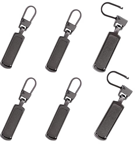 TOYMIS 6 Stück Ersatzteile Reißverschluss Zipper, Universal Reparatur Zipper Pull Abnehmbar Metall Reißverschluss für Jacken Kleidung Hosen (Pistolenfarbe)