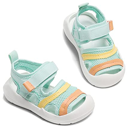 OAISNIT Baby Boys Girls Sports Sandals Lightweight Anti-Slip Rubber Sole Beach Aquatic Water Shoes Summer Toddler First Walking Shoe(G-Green, 5.5 Toddler)