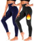 TNNZEET 3er Pack Leggings Damen 3/4 mit Taschen Capri für Sport, High Waist 7/8 Caprihose Sporthose für Gym (Schwarz/Marineblau,L-XL)