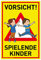 Schild Vorsicht! Spielende Kinder | 20x30cm | wetterfestes PVC-Schild mit UV-Schutz | signalgelb | Achtung Spielplatz | Langsam! Spielende Kinder