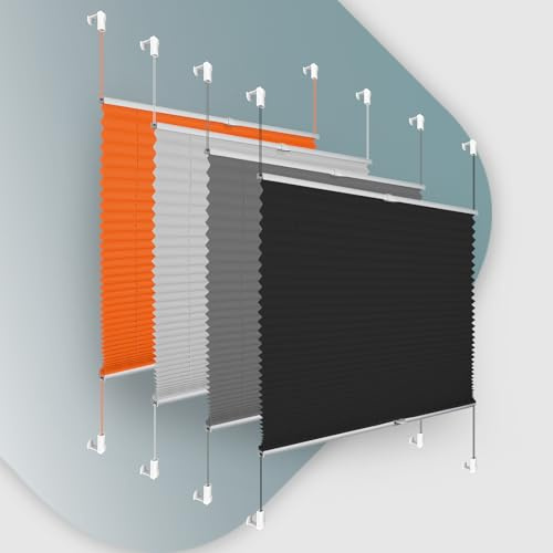Buseu Plissee Klemmfix ohne Bohren 80x100cm Schwarz Faltrollo Plisseerollo | Sonnenschutz für Fenster & Tür, Fensterrollo, Blickdicht, Sichtschutz für Wohnzimmer, Modernes Rollo - einfache Montage