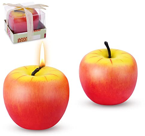 AOMIG Kerze Deko Äpfel, 2pcs Weihnachten Kerzen, Künstliche Apple Candle mit Box für Zuhause Geburtstag Geschenk Party Dekoration (M)
