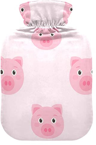 Wärmflaschen mit Bezug Rosa Schweinchen Wärmbeutel zur Schmerzlinderung, Muskelkater Arthritis, Heizbeutel 2 Liter