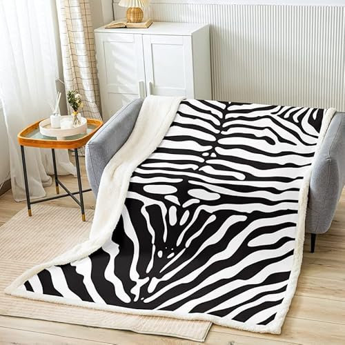 Loussiesd Zebra Decke 130x150cm Zoo Tiers Kuscheldecke Schwarz Weiß SReisee Line Wohndecke Für Kinder Erwachsene Niedlich Zebra Ultra Weich Flanell Fleecedecke Zimmer Dekor