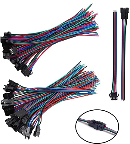 HUAZIZ 20 Pairs 15 cm JST SM 4-Pin Plug Maschio a Femmina Cavo EL Cavo Adattatore, 22 AWG JST 4-Pin Adattatore Micro Elettrico Spina Connettore Maschio e Femmina