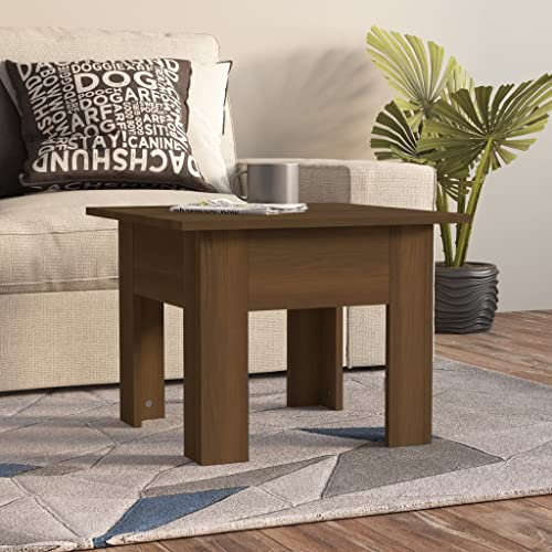 homiuse 55x55x42 cm Cuadrada Mesita de Sofá Mesa de Café Mesa de Centro Muebles de Salon Estilo Moderno Mesa Auxiliar para Salon Mesita de Salón Mesa de Té Marrón Roble Madera Aglomerado