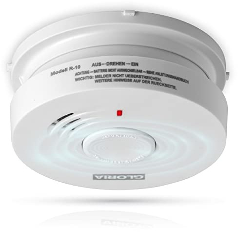 Gloria Rauchwarnmelder R-10 mit 10 Jahren Garantie und fest eingebauter Lithium Batterie