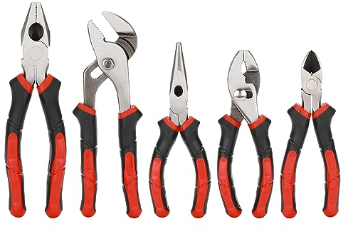 AIRTOON 5-Piece Pliers Set, Premium CR-V/Cr-Ni Pliers Tool Sets, Including 6 Long Nose Pliers, 6 Slip Joint Pliers, 6 Diagonal Cutting Pliers, 8 Linesman Pliers and 8 Groove Joint Pliers for Basi