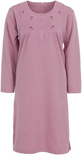 Zeitlos Damen Thermo Nachthemd Uni Gepunktet Warmhaltend M-2XL Winter