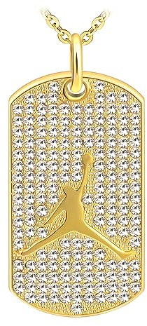 feilok Dog Tag Basketball Sports Pendant Collana per Gli Uomini Catena in Acciaio Inossidabile Oro
