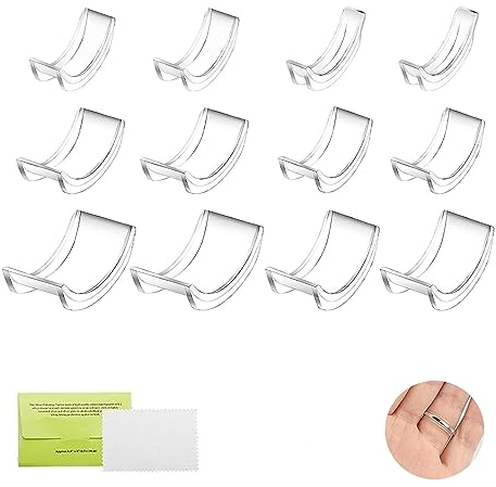 LPMXYW 12pcs Invisible Ring Size Adjuster for Loose Rings Ring Adjuster Fit Any Rings Ring Clips to Make Rings Smaller Ring Reducer Assorted Sizes for Men and Women Fit Any Rings Various Sizes of