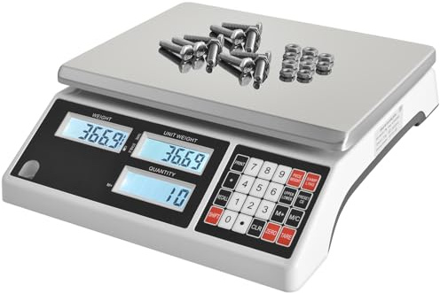 Industrial Counting Scale (10kg, 0.1g) Digital Inventory Counting Scale for Parts Coins Piece Counting Scale with RS232 Port for Computer/Printer,Precision Electronic Gram Scale with Battery (g/kg/lb)