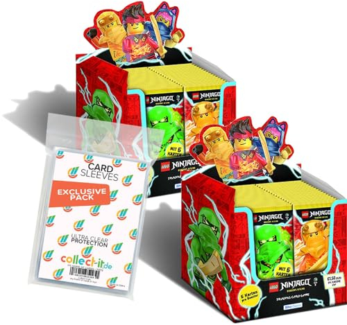 Bundle mit Lego Ninjago Serie 9 Trading Cards - 2 Display (100 Booster) + Exklusive Collect-it Hüllen
