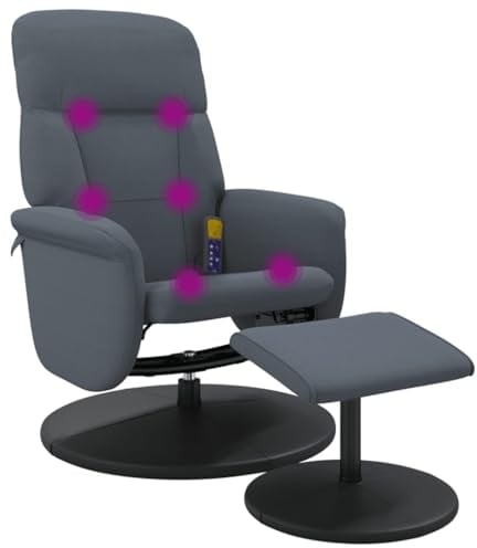 vidaXL Massagesessel, Sessel Verstellbare Rückenlehne, Drehbar Fernsehsessel Relaxsessel mit Fußhocker, Liegesessel Polstersessel Ruhesessel, Dunkelgrau Samt