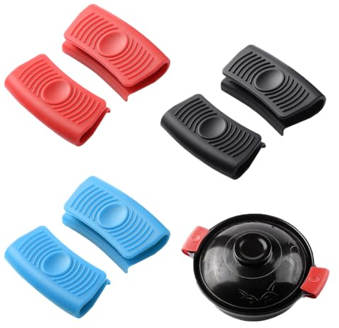 Lot de 6 poignées universelles en silicone amovibles pour casseroles : isolantes et thermo-résistantes, manchettes et maniques incluses. Protégez vos mains des poignées chaudes avec ce kit pratique.