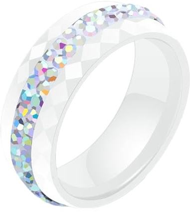 Keramikringe Herren, Ringe Hochzeit Damen 8MM Ring mit Rund Zirkonia Ringe