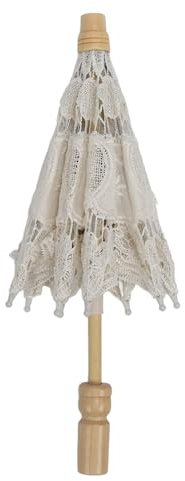 Parasol en Dentelle, Parapluie en Dentelle de Mariée, Parapluie Pliant Romantique, Bricolage Décoratif pour Fête (Beige)