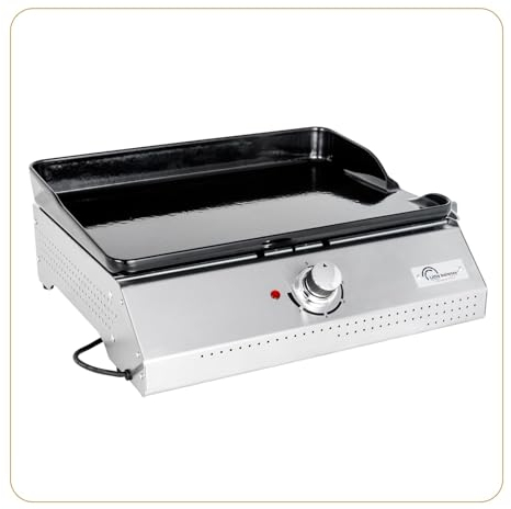 LITTLE BALANCE 8713 Biscarosse 50-35, Plancha électrique, Plaque de cuisson Fonte émaillée XL, 2150 W, Fabrication 100% française, Inox