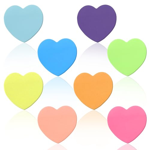 Ouligay 240 Blatt Farbige Haftnotizen, Herz Haftnotizen, Haftnotizzettel Farbig, Haftnotizen Klebezettel, Herzförmig Selbstklebende Haftnotizzettel, Heart Sticky Notes für Büro Zuhause Schule