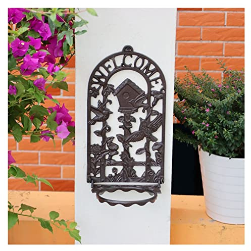 WYRMB Wall Mounted Cast Iron Plant Stands, Vintage Wall Planter Holder with Welcome Sign, for Indoor Outdoor Garden Balcony Yard