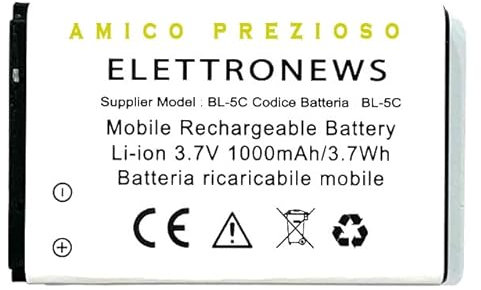 Batteria compatibile per Brondi Amico Prezioso nuova produzione 2024 capacità 1000 mAh batteria compatibile per Amico Prezioso BL-5C