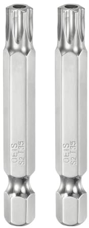 QUARKZMAN 2Pcs T35 Embout de Sécurité Torx 1/4 Tige Hexagonale 2 Longueur Acier S2 Magnétique Résistant aux Manipulations Embouts d'Étoile de Sécurité avec Trou Embouts de Tournevis