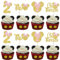 Xsstarmi Cupcake-Topper zum 2. Geburtstag, Motiv: Maus inspiriert, rosa Schleife, Mini-Oh Two Oldes, Cupcake-Picks, Dekorationen für Babyparty, Kindergeburtstag, Party, Kuchendekorationen, Gold, 24