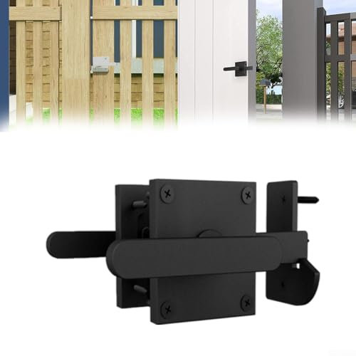 Garden Gate Latch,Door Lock Bolts,Heavy Duty Aluminum Door Latch Door Bolt Double Sided Locking For Barn External Wooden Gates(Black)