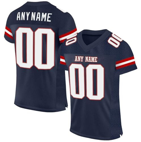 Topassion Personalisiertes American Football Trikot mit Namen Nummer Benutzerdefinierte Herren Sporthemden Trikot Personalisierte Fußballtrikots Atmungsaktiv Fußball Jersey für Männer Kinder, S ~ 7XL