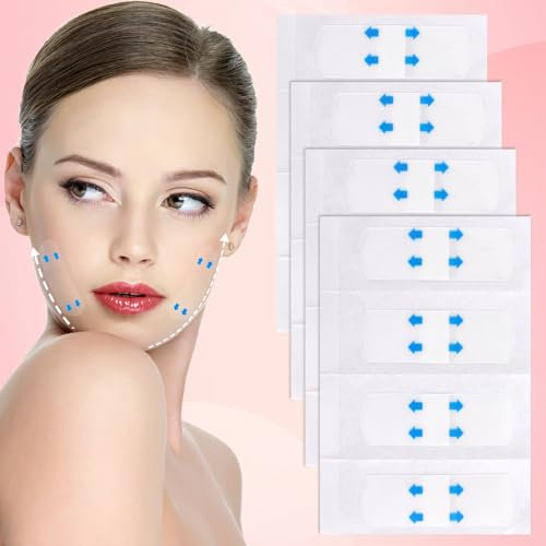 Aeaocvo 120 Stück Face Lifting Tape, Facelifting Aufkleber, Unsichtbare Dünner Gesicht Aufklebe, V-Form Gesicht Face Lift Patch für Straffung Gesichtsaufkleber Mädchen, Face Tape Lifting Gesicht