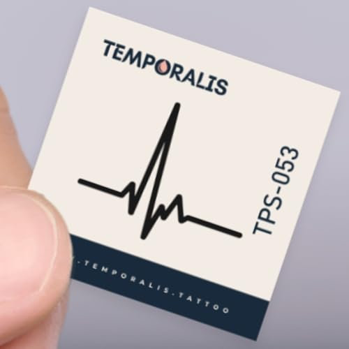 Faux Tatouage BATTEMENT DE COEUR - Temporalis® | Tatouage Ephemere Femme et Homme – Cosmétique Certifié UE, Encre Vegan & Waterproof – Dure 1 à 2 semaines [ Tattoo Pulsation cardiaque ]