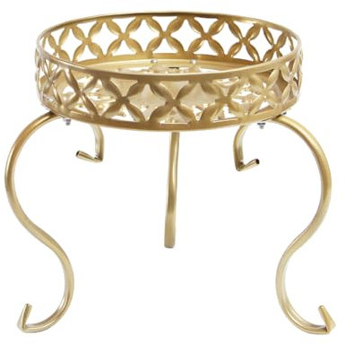 Fiita Golden 1 Pack Art Metal Plant Anti-Rust Iron Plant Pot Stand Indoor Outdoor Metal Flower Potted Holder for Multiple Plants Flower Stand Shelves for Garden Home Decor (25CM)