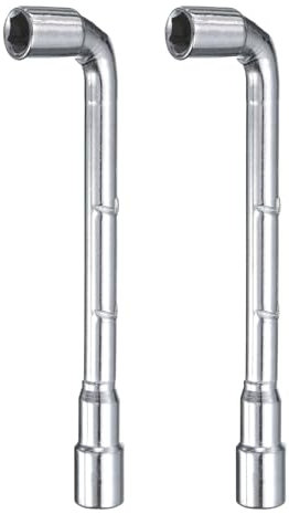 sourcing map 2pcs L Shaped Angled Hex Socket Wrench 7mm 45# Steel Double Ended Metric 6 Point Tubular Socket Spanner for General Repairing, Pipeline, Bicycle Car Maintenance