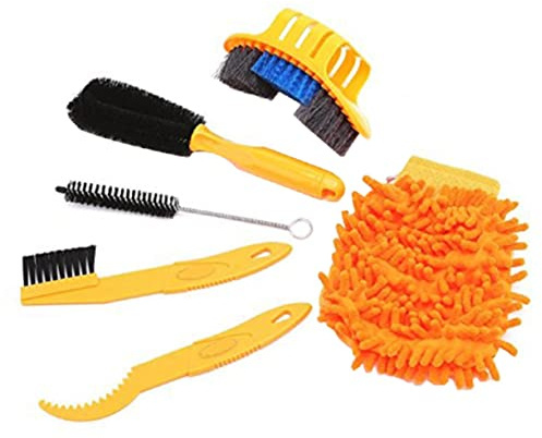 YARNOW Complete Bike Cleaning Tools 6pcs Kit Including Chain Cleaner Tire Brush Wheel Brush Bike Wash Mitt Suitable for Bikes