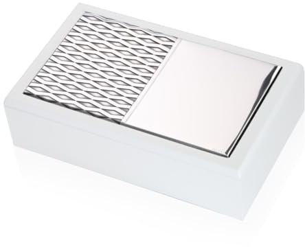 Generico Dekorative Aufbewahrungsbox im Zickzack-Design, 20,5 x 12 cm, weiß und silber