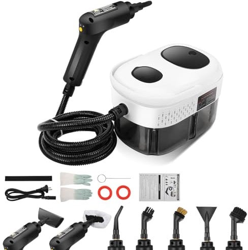 Nettoyeur Vapeur à Main 2500W, Réservoir 1.4L, Poignée Réglable à 3 Niveaux, Nettoyeur Vapeur Portable pour Papier Peint, Sol, Tapis, Canapé