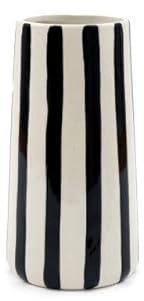 Black & White Striped Ceramic Tall/Round Glazed Flower Display Vases (Tall)