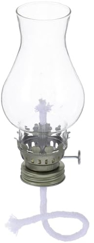 STAHAD Ensemble 1 Accessoire Lampe à Pétrole Vintage avec Abat-Jour en Verre Transparent, Brûleur à Mèche Réglable en Métal Argenté, pour Éclairage Maison et Camping