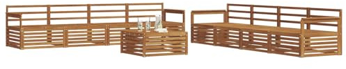 vidaXL Outdoor-Sofagarnitur 9 pcs Natur Massivholz Akazie, Moderne Lounge für draußen, Bequeme Gartenmöbel, Akazienholz-Sofa, wetterfeste Terrassen-Sitzgruppe