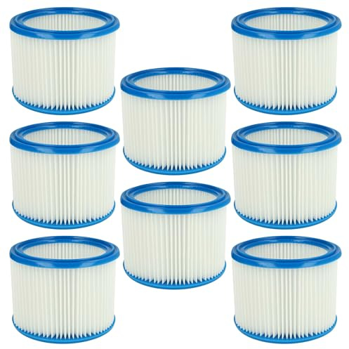 vhbw 8x Faltenfilter kompatibel mit Bosch GAS 20 Staubsauger - Patronenfilter Blau Weiß