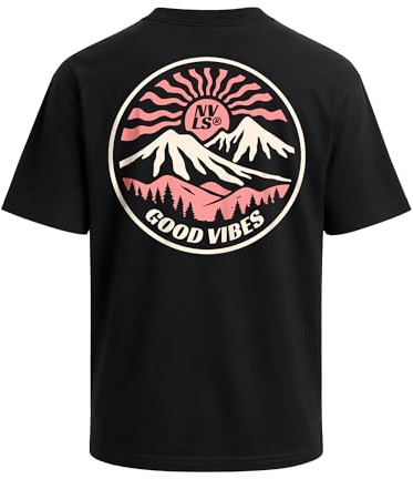 Neverless® Herren T-Shirt Backprint - Good Vibes - Oversized Relaxed Fit Sommer Fashion Streetstyle
