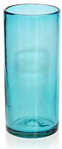 Tumia LAC Handgemachtes Hi-Ball Glas - recyceltes Glas – Türkis - Einzelnes Glas
