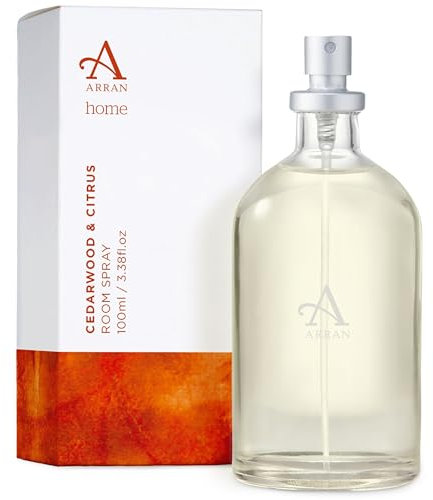 Arran Sense of Scotland Cedarwood & Citrus Home Scented Room Spray Mist Air Freshener (100ml) with a Heart of Bay, Cedar, Patchouli & Citrus Lemon