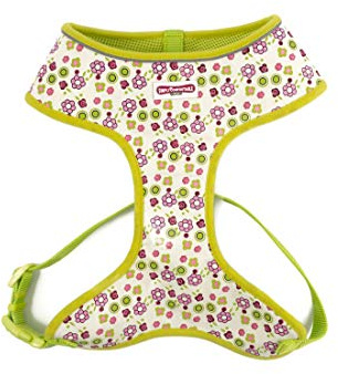 Ancol Lime Flowers Dog Harness – Adjustable Nylon Straps, Quick-Click Buckles, Soft Padded & Breathable Pet Training Accessory, Large