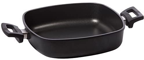 Eurolux Guss-Kasserolle 28 x 28 cm - flache quadratische Universal Bratenkasserolle Aluguss mit Beschichtung - ohne Stiel - ohne Induktion - Made in Germany