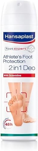 Hansaplast Deodorante Spray Foot Protection 2 in 1, Deodorante piedi con Octenidina e senza Alluminio che protegge a lungo dagli odori, 1 Confezione da 150 ml