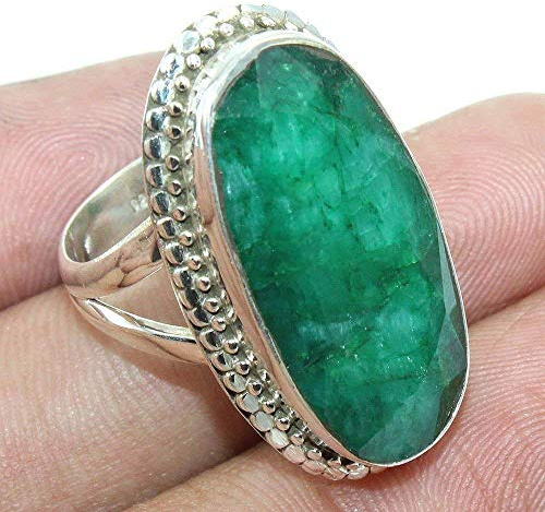 Handmade Emerald 925 Sterling Silver Cocktail Ring