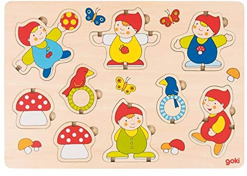 Puzzle aus Holz Aufstellpuzzle Zwerge von goki Holzpuzzle mit Palandi® Sticker