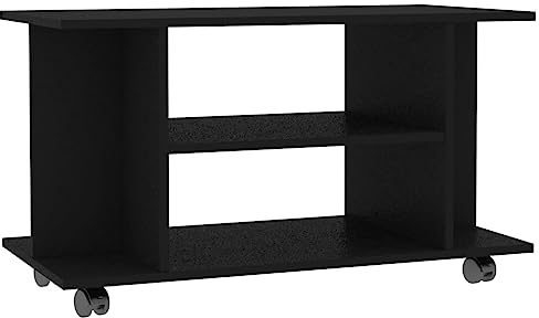 vidaXL Mobile TV con Ruote e Scomparti Aperti Robusto Elegante Armadietto Basso Multimediale Credenza Nero 80x40x45 cm in Truciolato